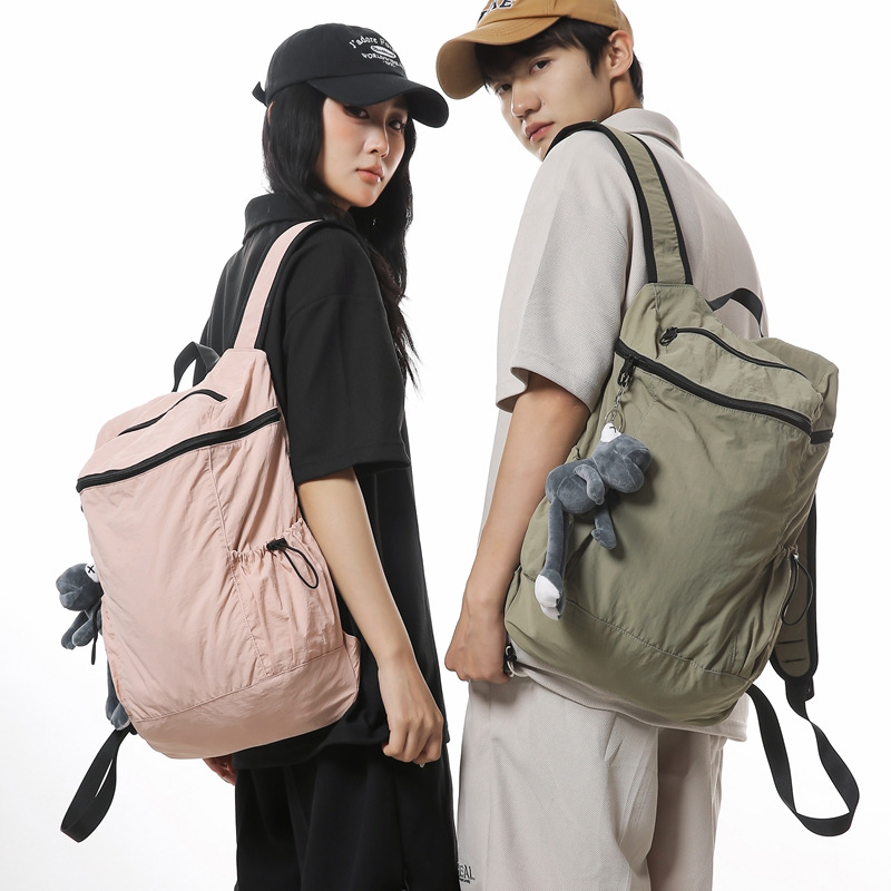 Cross-border Folding Bag Ultra Light Portable Travel Bag Outdoor Sports Backpack Large Capacity Skin Bag Solid Color Backpack Schoolbag