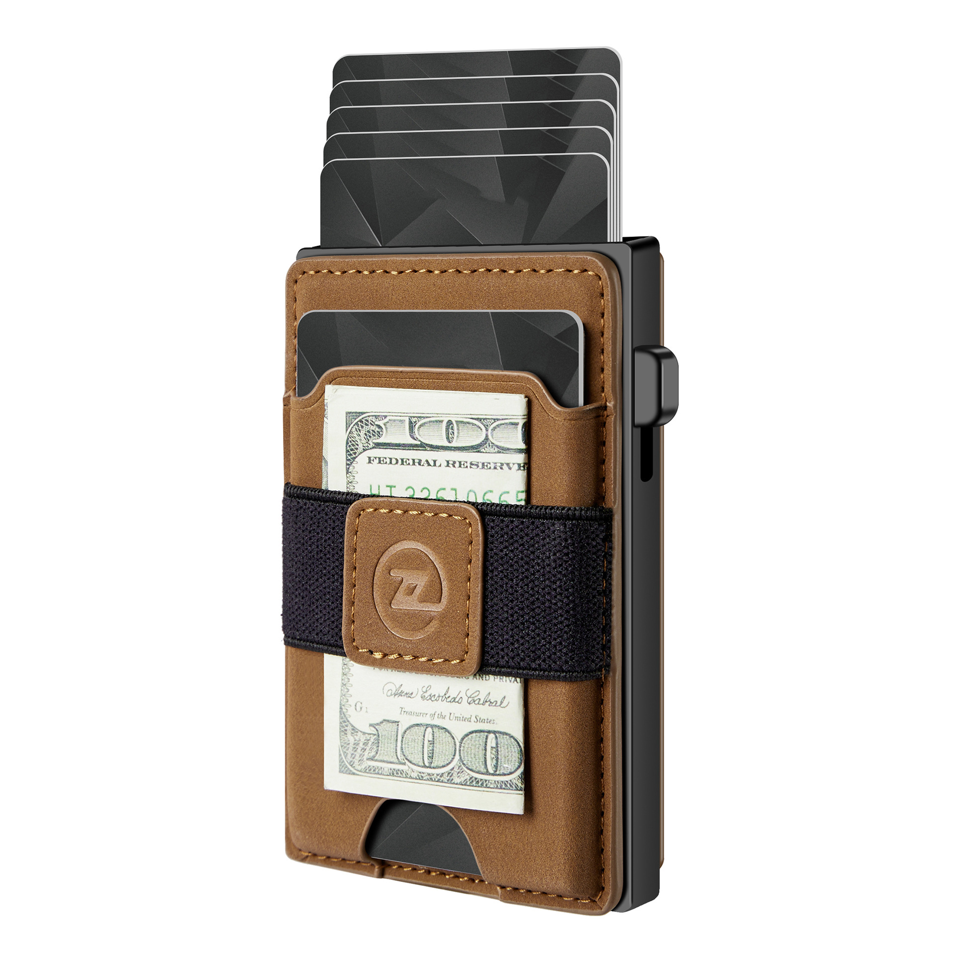 Men's card case, large-capacity automatic card box, multi-functional detachable magnetic phone card case, leather wallet
