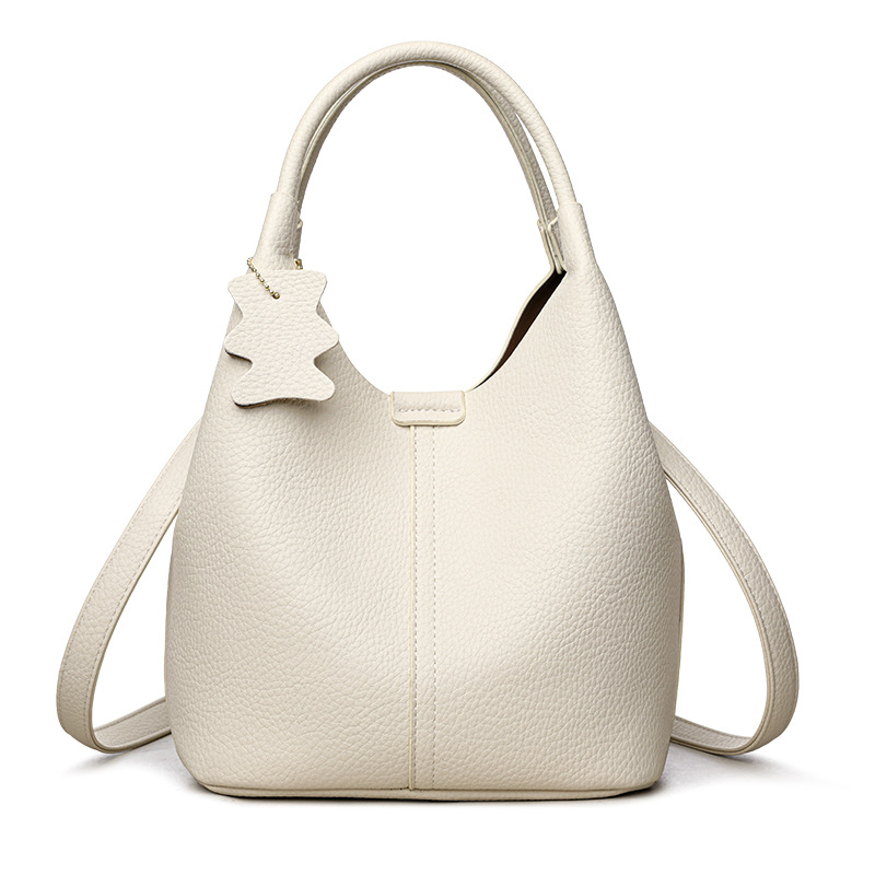 Handbag, high-end leather, women's vegetable basket, water bucket bag