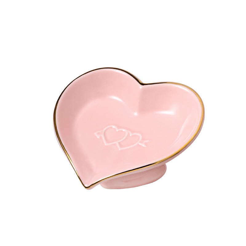 Ceramic peach heart soap holder, soap box, drain soap box, bathroom soap box, light luxury style soap storage rack