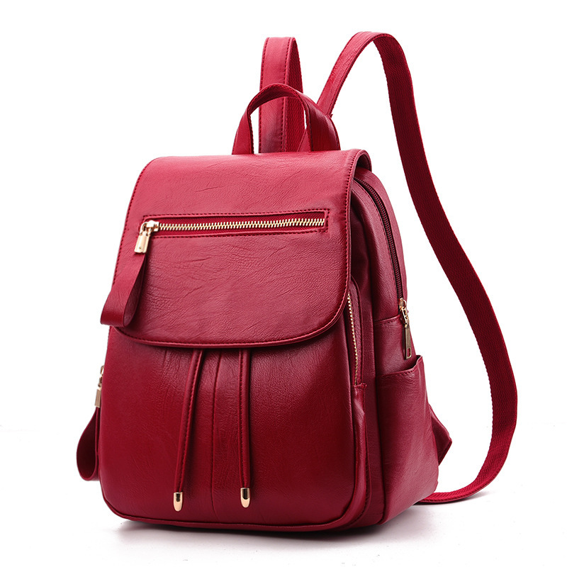 Women's handbag Korean version soft leather backpack student travel bag