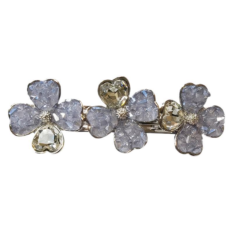 Advanced Crystal Clover Hairpin Female Rear Head Top Clip Horizontal Clip Half Tie Hair Spring Clip