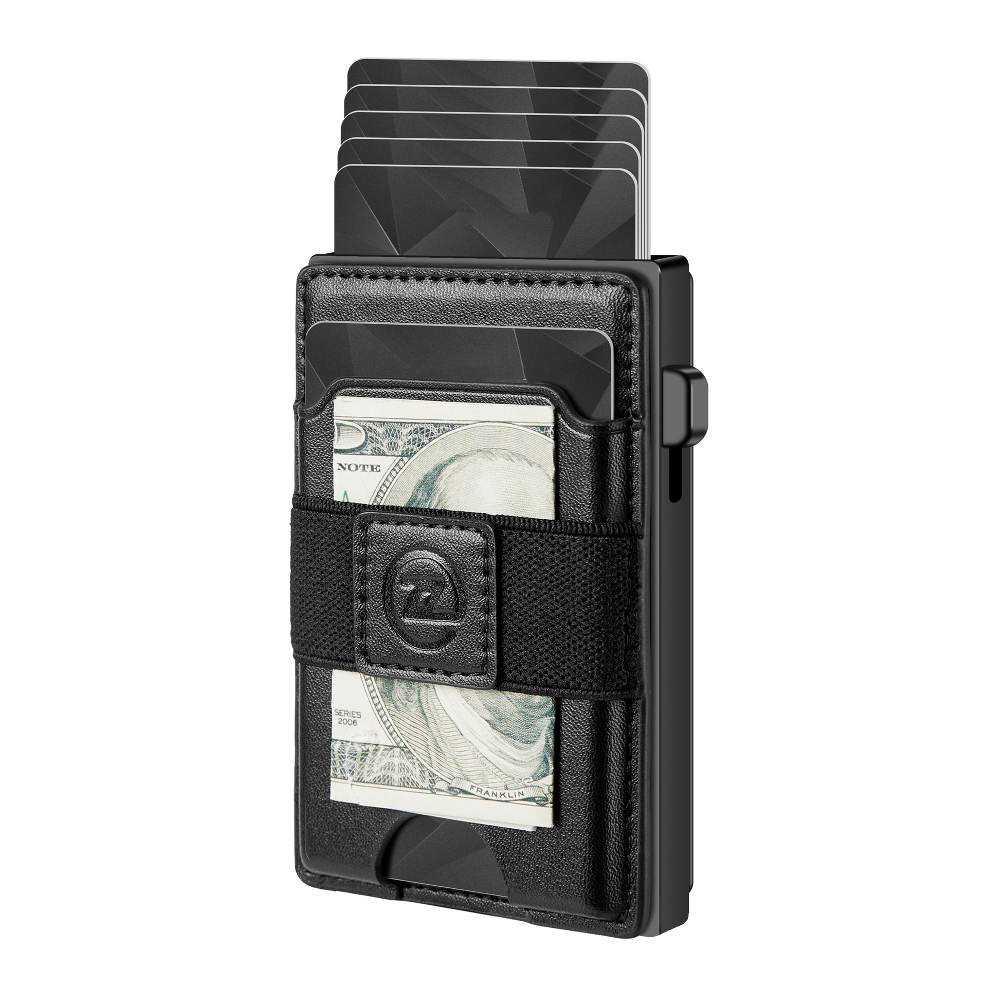 Men's card case, large-capacity automatic card box, multi-functional detachable magnetic phone card case, leather wallet