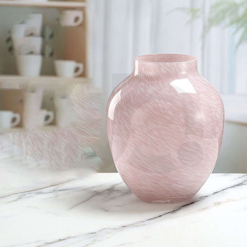 French vintage porcelain powder original large-belted glass vase, a light luxury and high-end living room desktop flower arrangement and decorative item