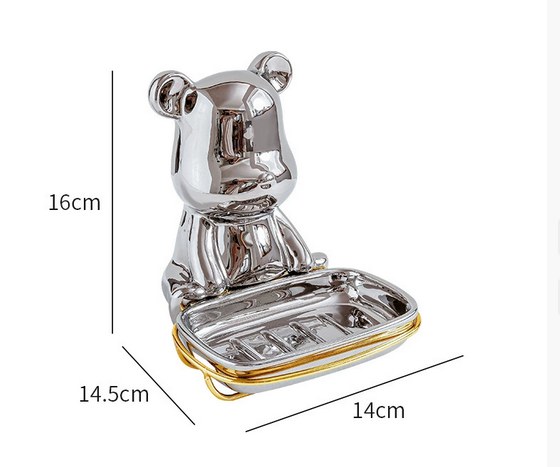 Ceramic soap box, soap dish holder, bathroom soap box, simple cartoon cute creative teddy bear