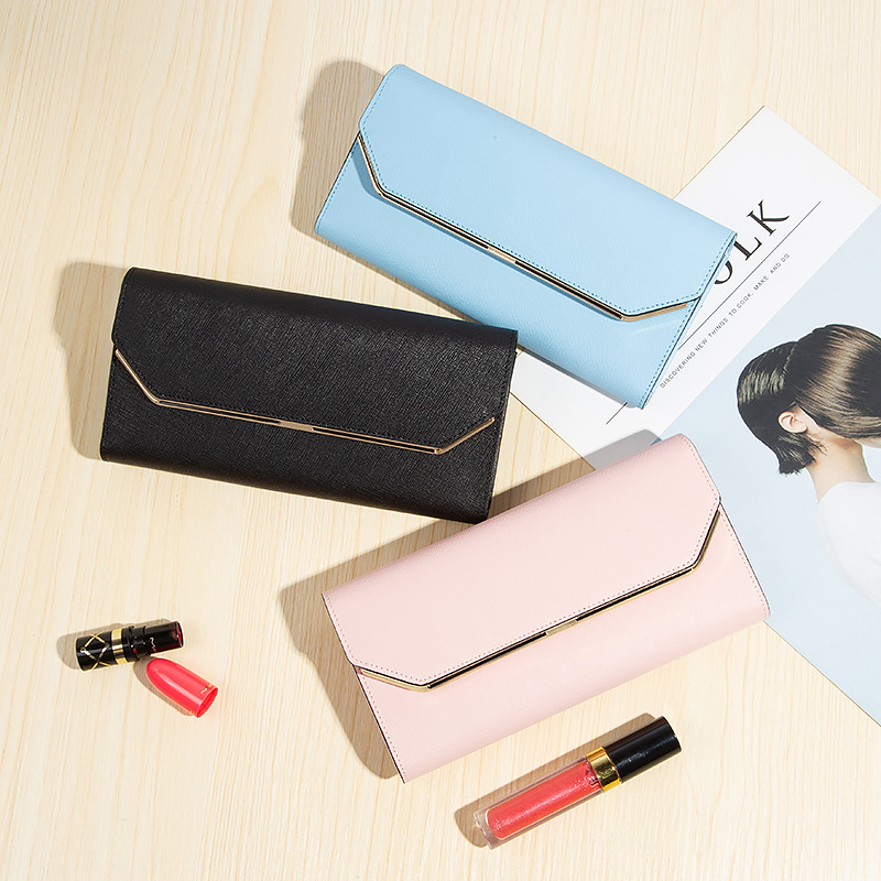 Leather long wallet for women, mobile phone case, fashionable and simple clutch, multi-functional women's wallet