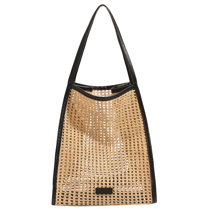 Rafi Grass Woven Beach Holiday Tote Bag Women's New Casual Large Capacity Hollow Shoulder Bag Underarm Bag