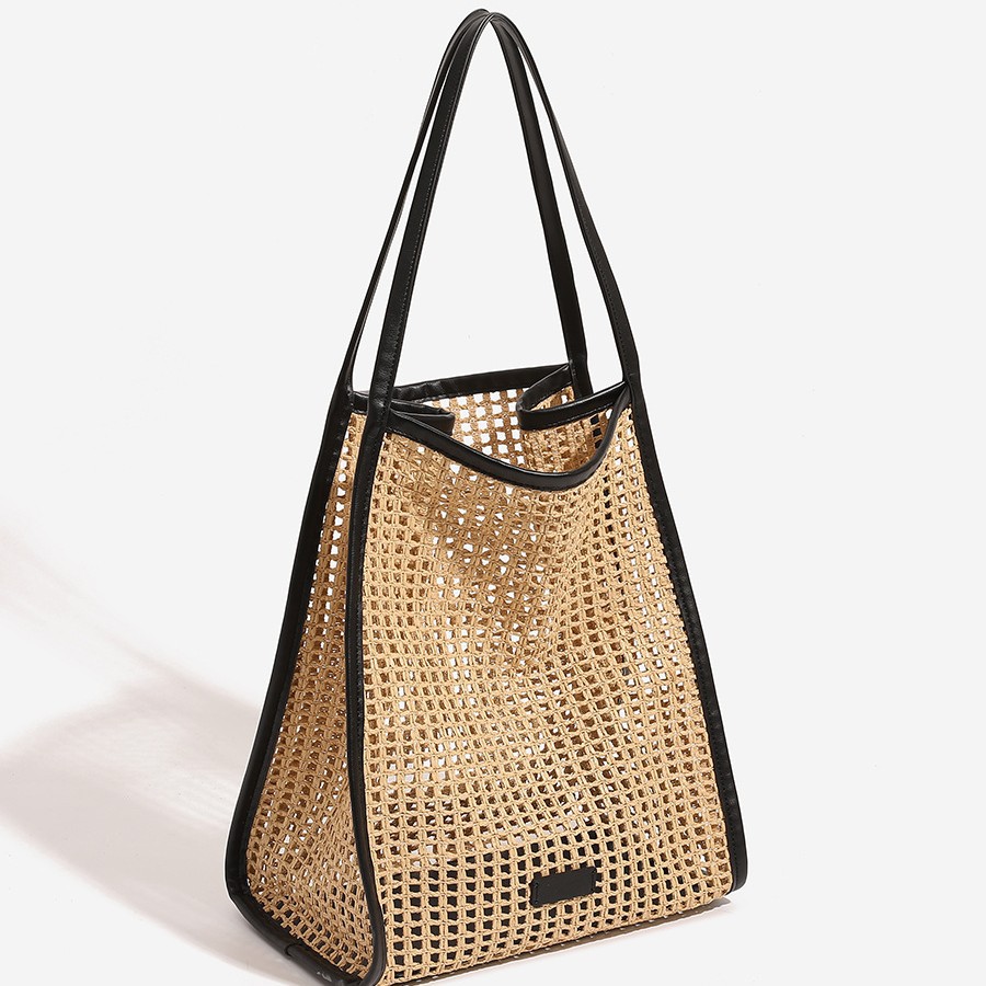 Rafi Grass Woven Beach Holiday Tote Bag Women's New Casual Large Capacity Hollow Shoulder Bag Underarm Bag