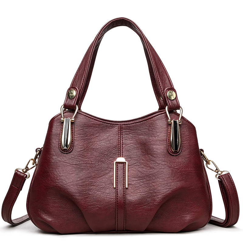 Minimally retro soft leather handbag, women's new versatile commuting multi-layer large capacity single shoulder crossbody bag