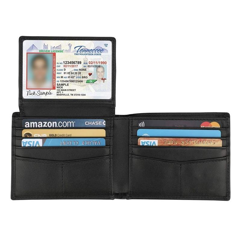 Carbon fiber patterned card bag, men's and women's boarding passes, passport books, two-fold wallet