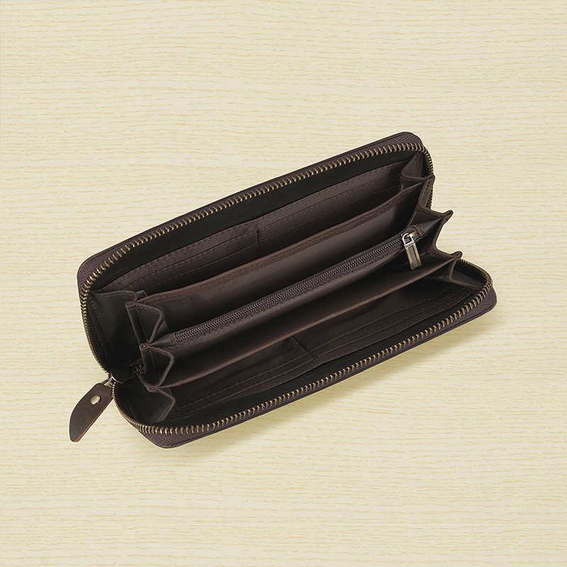 Genuine leather embossed three-dimensional dragon men's and women's zipper bags, anti-theft money swiping bags, personalized clutch bags and mobile phone cases