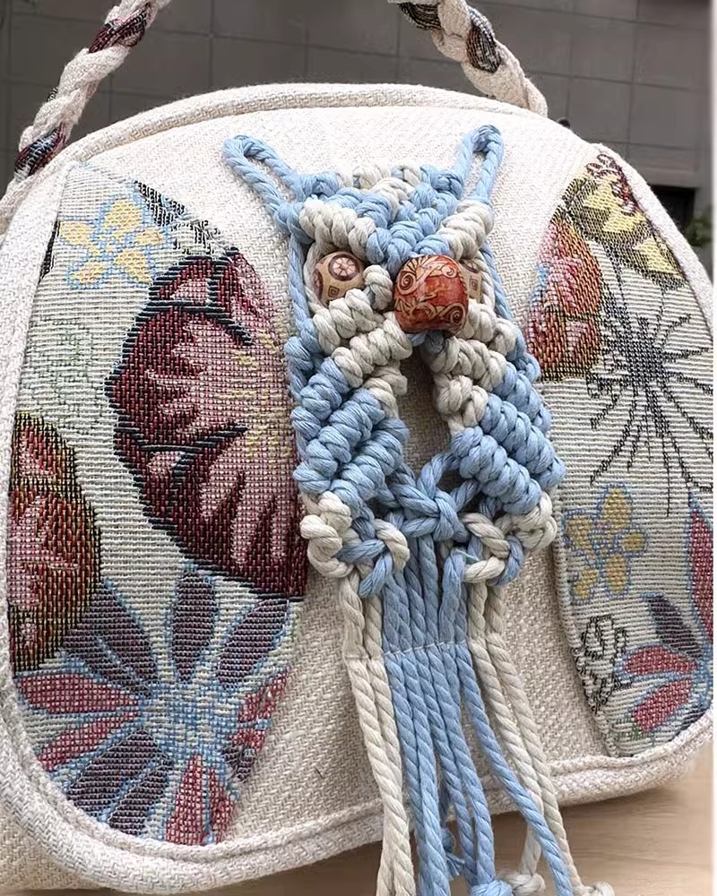 New Yunnan Ethnic Style Backpack Handmade Woven Cotton and Linen Bag Mini Casual Crossbody Bag Multi-purpose Bag