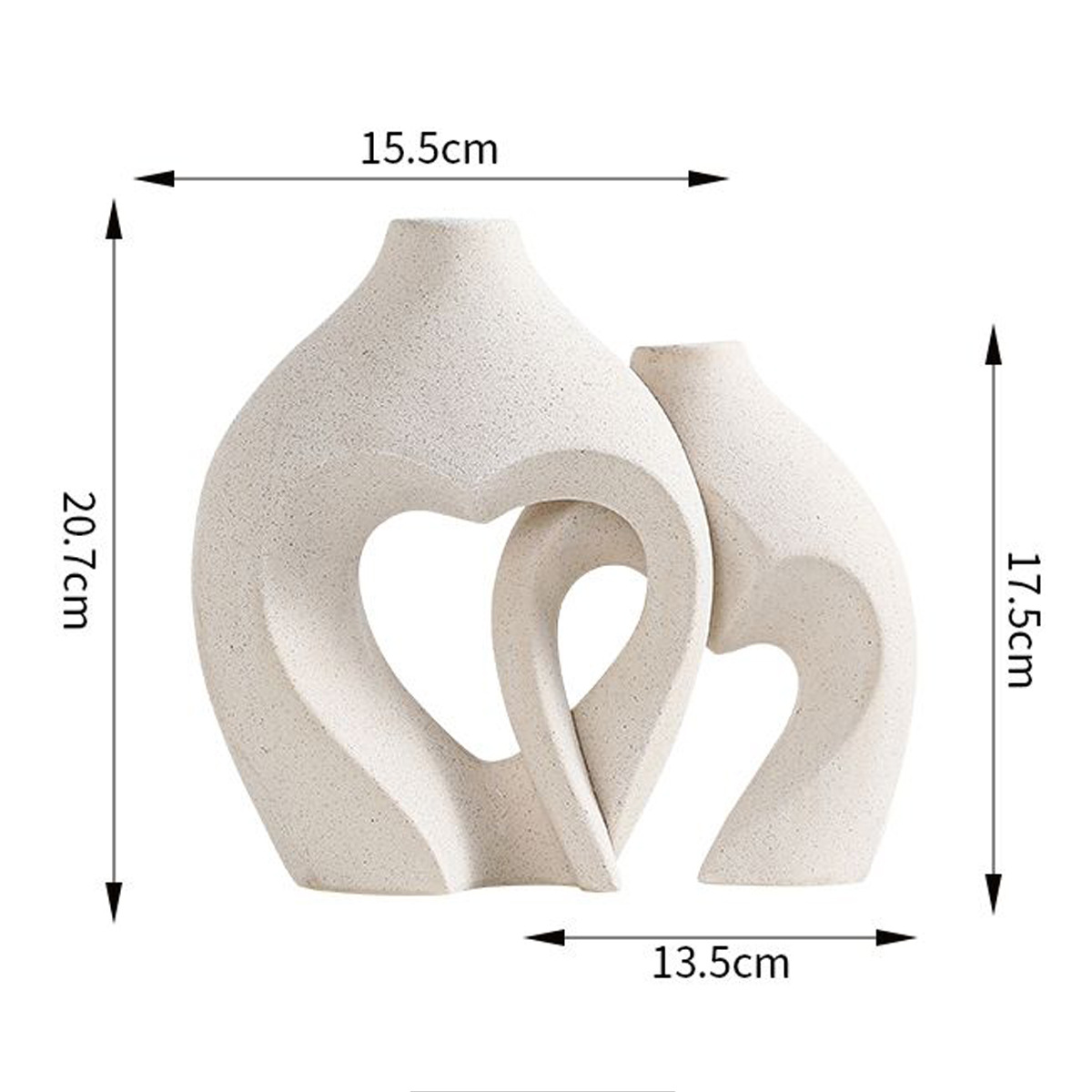Ceramic unglazed heart-shaped cross vase, home TV cabinet decorative item, office desk arrangement
