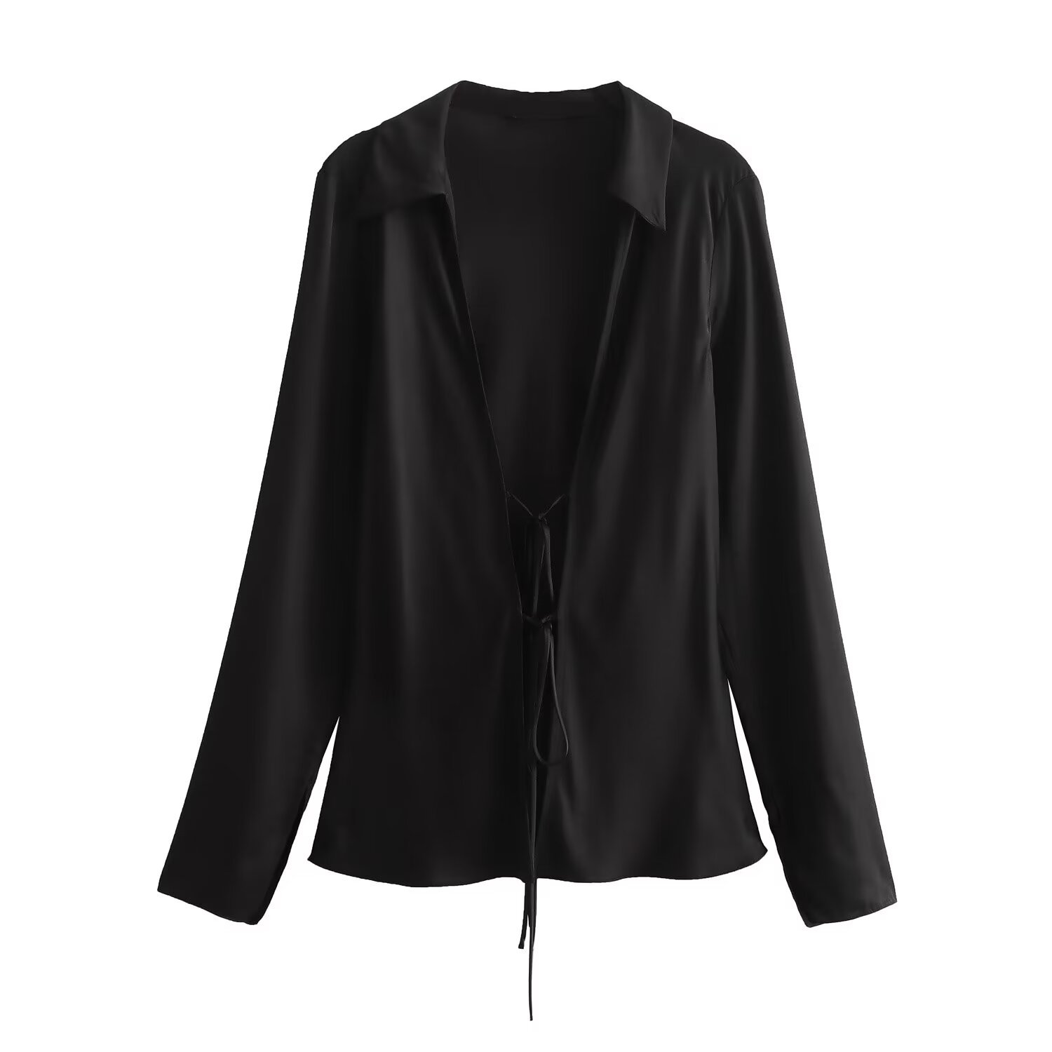 Clothing 2025 Summer New European and American Style Bow Silk Satin Shirt