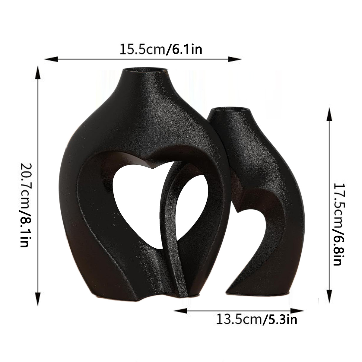 Ceramic unglazed heart-shaped cross vase, home TV cabinet decorative item, office desk arrangement