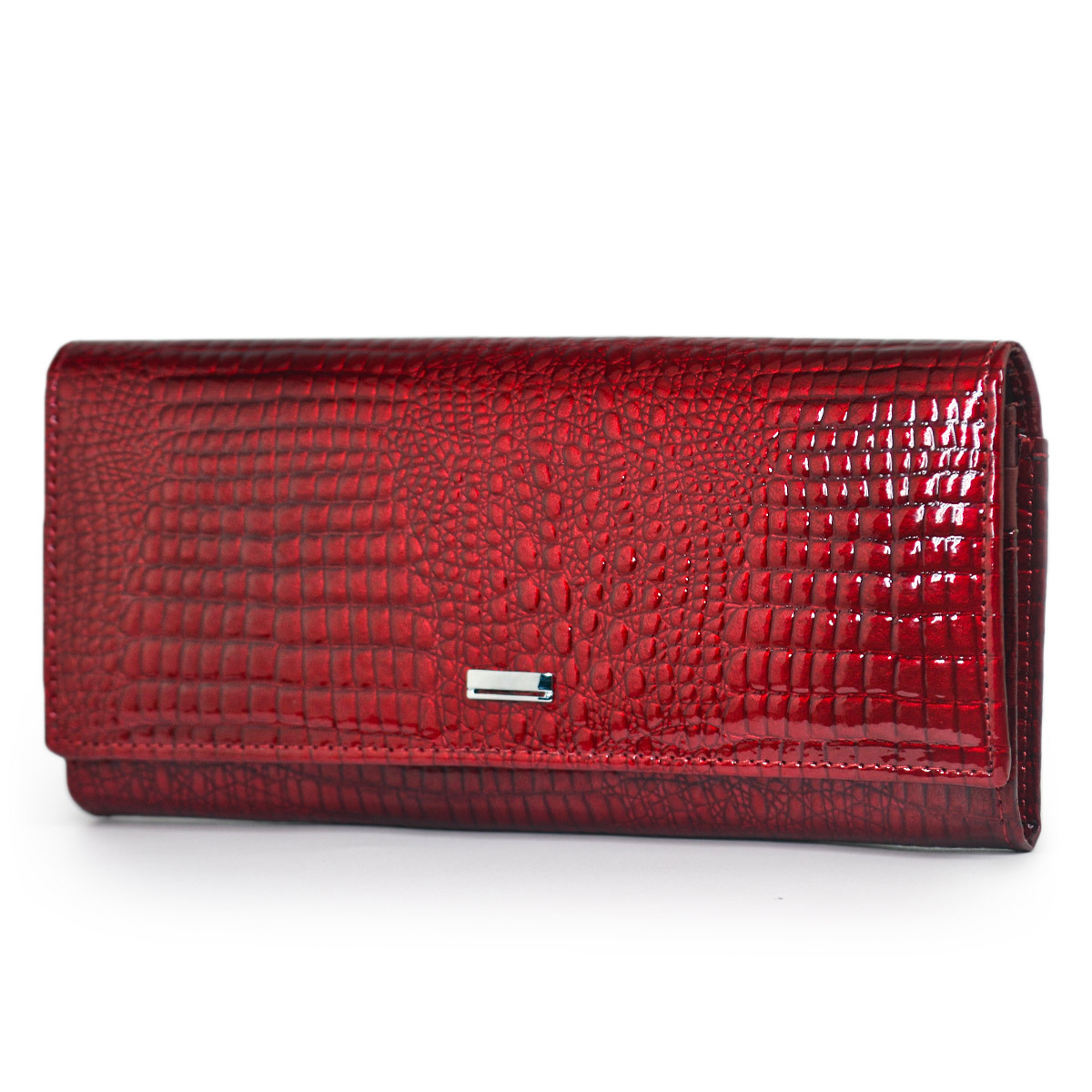 European and American genuine leather wallet, magnetic buckle, multi-functional card case, large capacity, top layer cowhide, long patent leather ladies' wallet