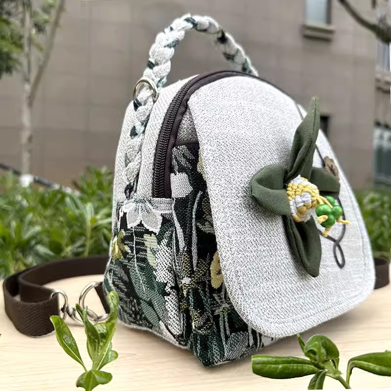 New Yunnan Ethnic Style Backpack Handmade Woven Cotton and Linen Bag Mini Casual Crossbody Bag Multi-purpose Bag