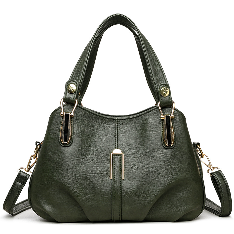 Minimally retro soft leather handbag, women's new versatile commuting multi-layer large capacity single shoulder crossbody bag