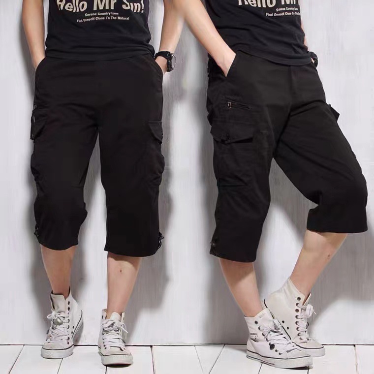 Summer Thin Camouflage Workwear Capri Pants Men's Multi-Pocket Loose plus size Pants Outdoor Wear Sports Casual Shorts