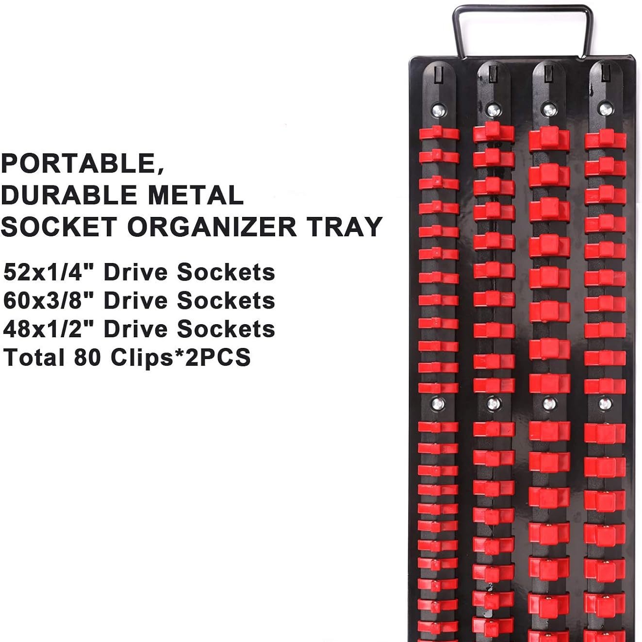New 80-piece sleeve rack new handle sleeve storage rack 1/4 3/8 1/2 sleeve rack