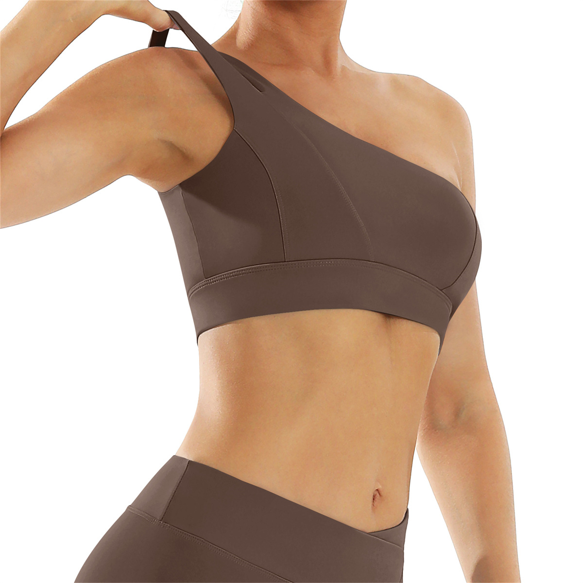 Naked diagonal shoulder beautiful back yoga bra, elastic quick drying sports bra, running and fitness vest for women