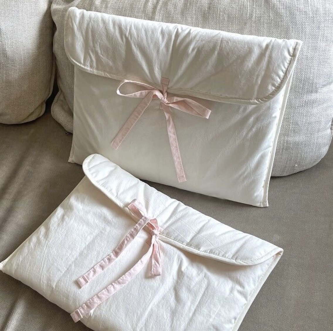 Cross-border South Korea New ins blogger same ballet style pink bow Quilted Laptop Tablet bag