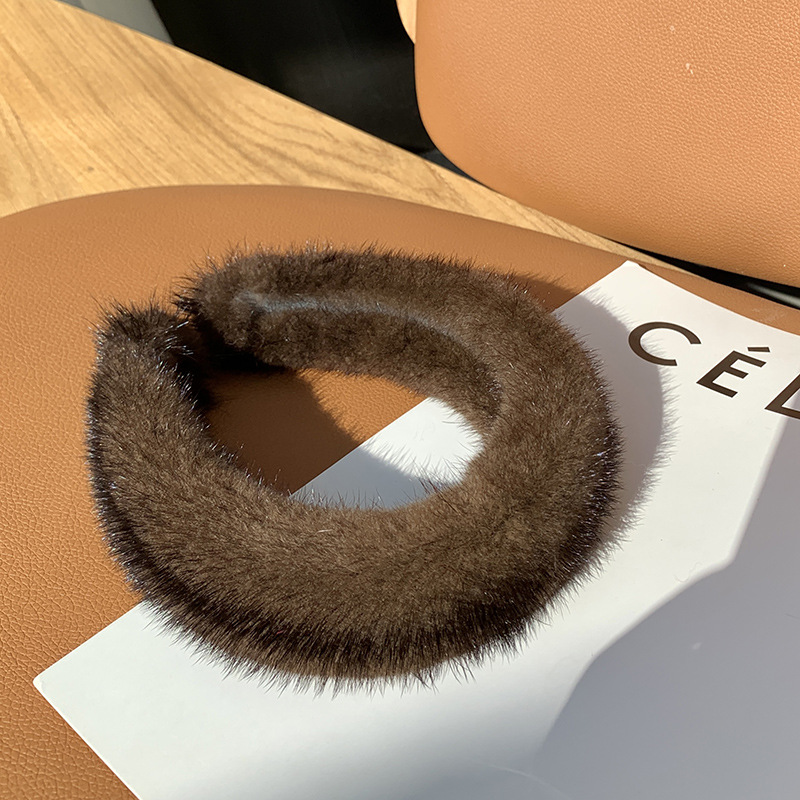 Hairbands, plush mink fur hoops, candy colored headband, wide edge headband, versatile and age reducing trend