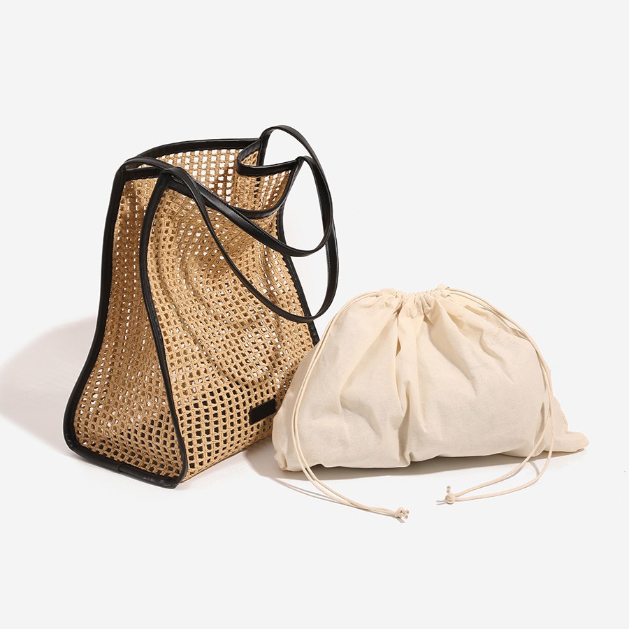 Rafi Grass Woven Beach Holiday Tote Bag Women's New Casual Large Capacity Hollow Shoulder Bag Underarm Bag