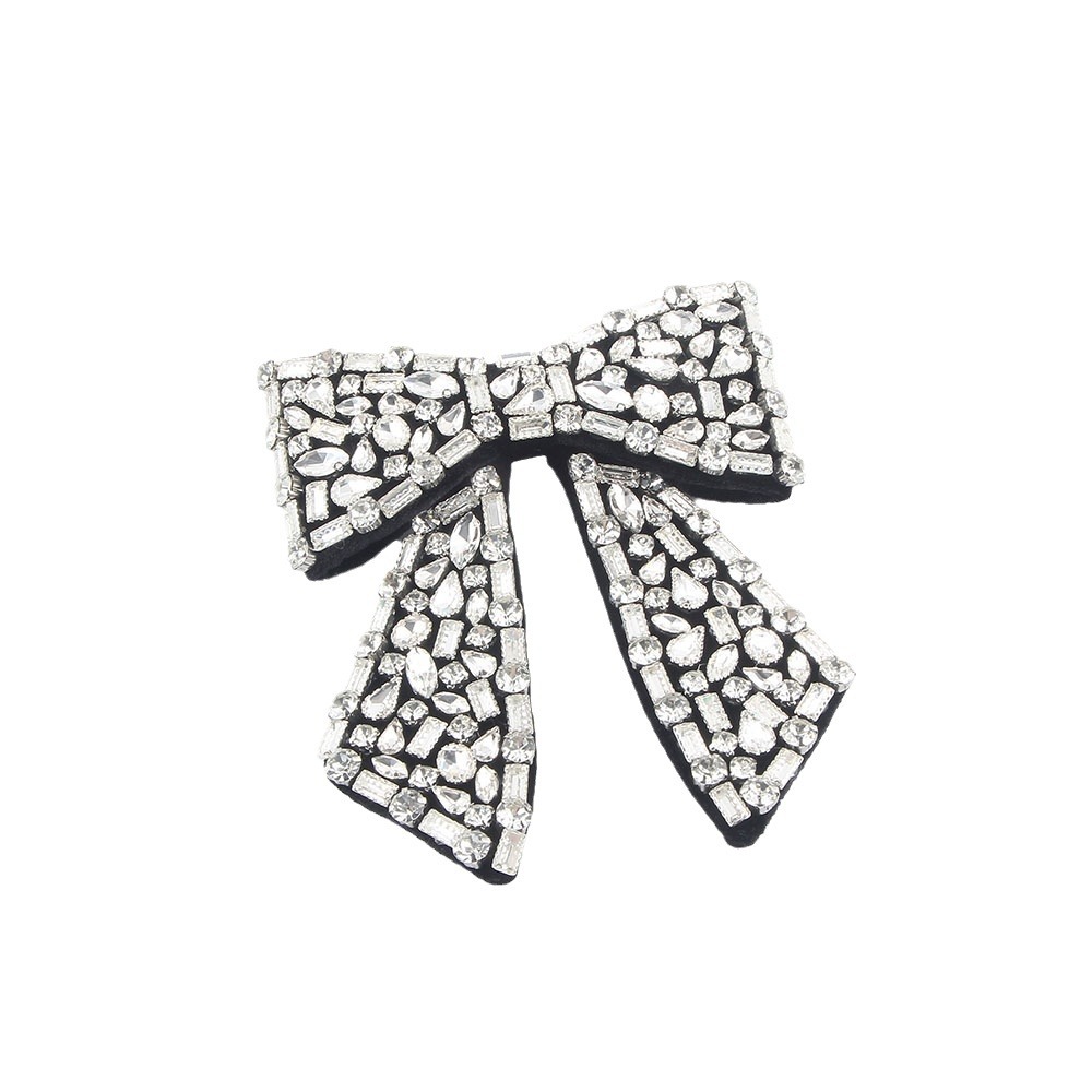 Full diamond bow hair clip, high-end velvet headpiece, ballroom women's hair clip