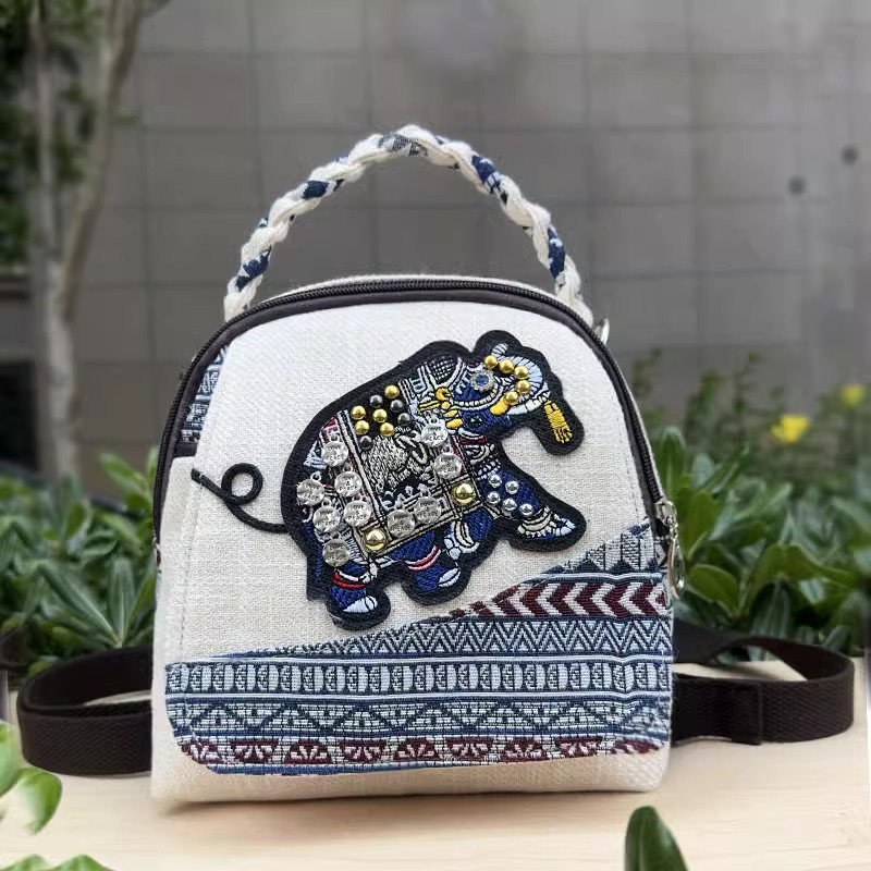 New Yunnan Ethnic Style Backpack Handmade Woven Cotton and Linen Bag Mini Casual Crossbody Bag Multi-purpose Bag