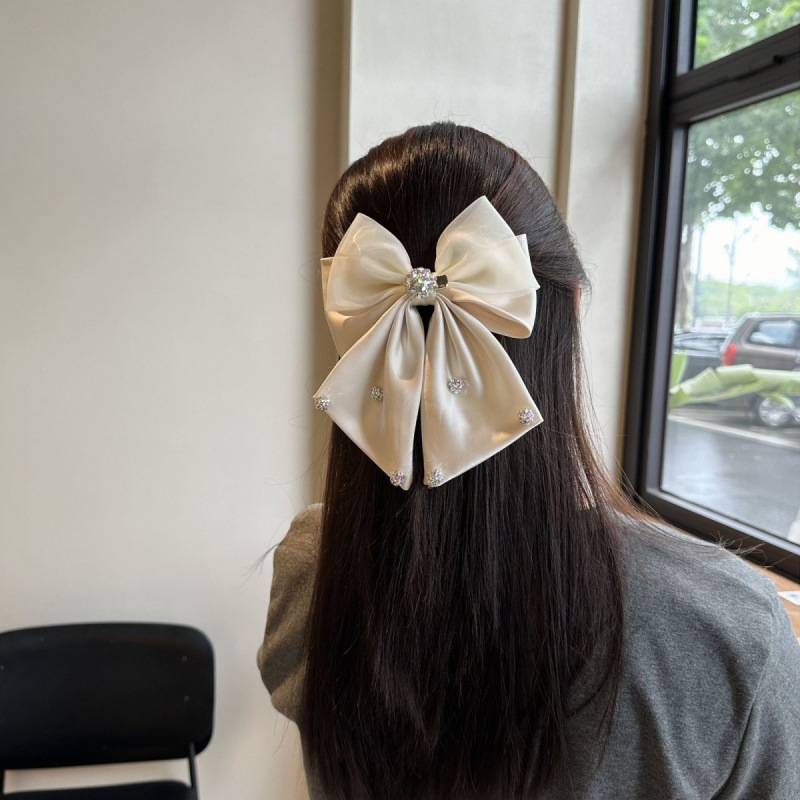 Quality bow hair accessory, pearl spring clip, black back of the head hairpin hair clip, hair accessory