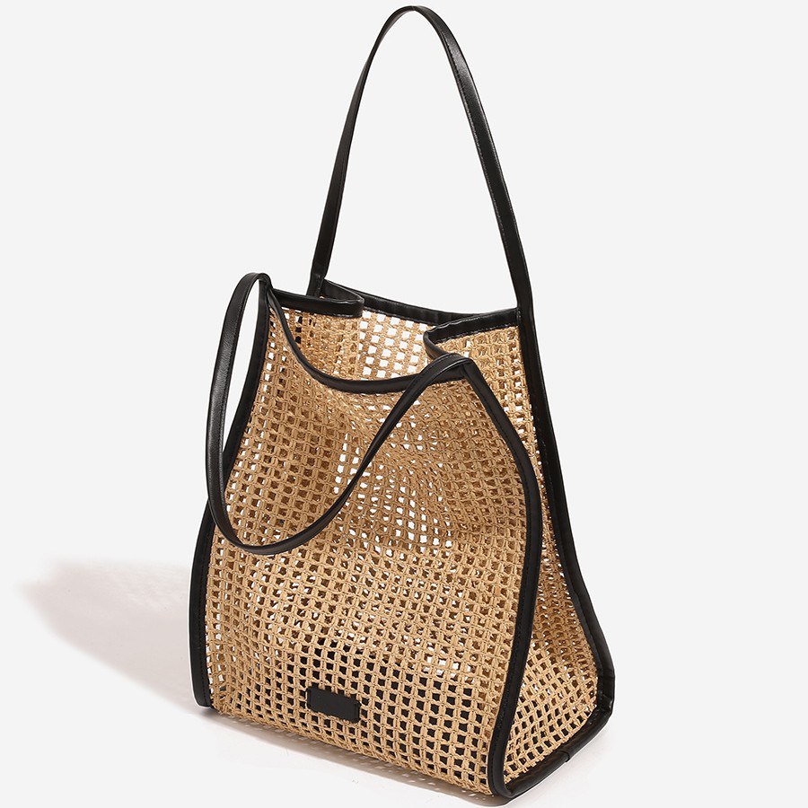 Rafi Grass Woven Beach Holiday Tote Bag Women's New Casual Large Capacity Hollow Shoulder Bag Underarm Bag