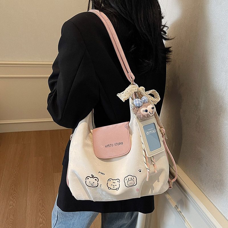 New Cute Foreign-style Niche Fashion Simple Commuter Textile All-match Shoulder Backpack Women's Bag