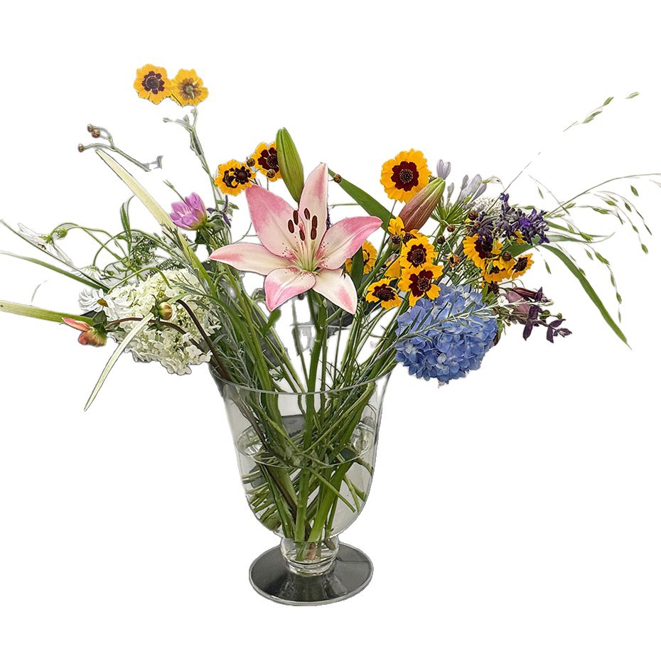 High-transparency glass vases, hydroponic fresh flowers, transparent flower vases, home decoration, Ins-style French vintage flower arrangement pieces