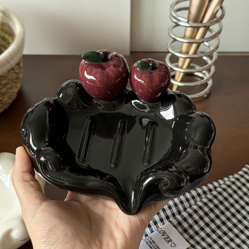 Fruit light luxury ceramic soap box, draining soap dish, draining sink, storage rack