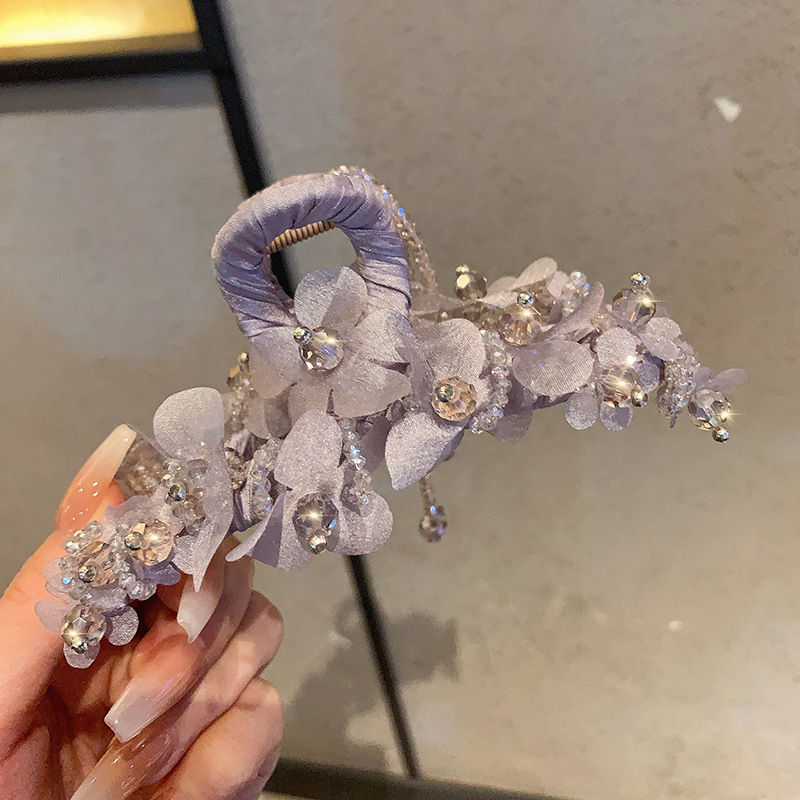 Super immortal flower sparkling diamond temperament tassel, shark clip, hair accessory