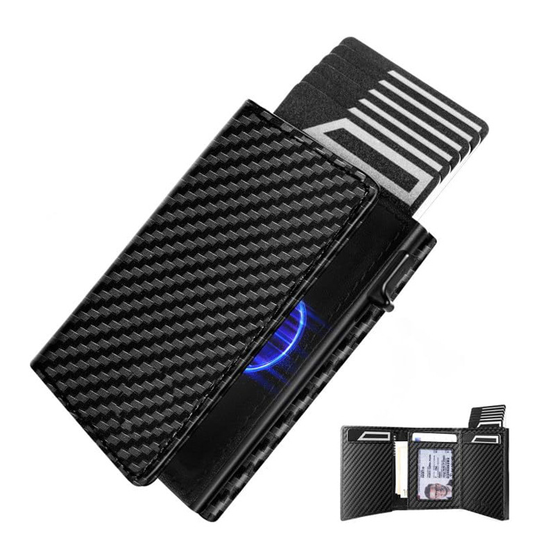 The automatic pop-up card wallet, the retro multi-slot thin and light coin bag of Fengma PI, is an RFID anti-theft wallet with a high-end feel for men