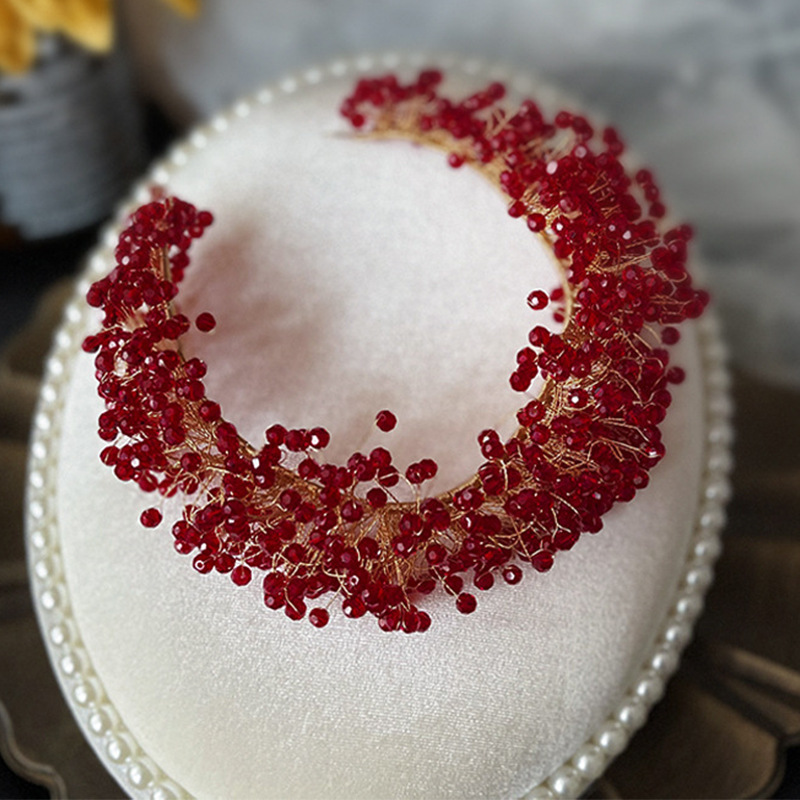 Wide edged crystal luxury pearl crown wedding dress accessories, bridal headdress, headband, and headband