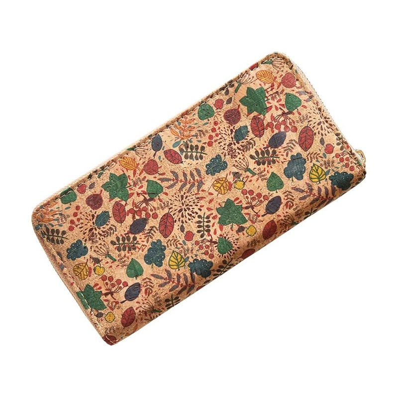A portable and durable coin purse clip for daily use with a cork wallet and a retro flower-shaped money bag