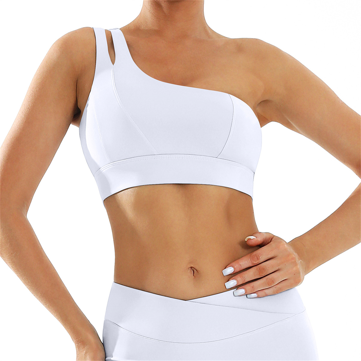 Naked diagonal shoulder beautiful back yoga bra, elastic quick drying sports bra, running and fitness vest for women