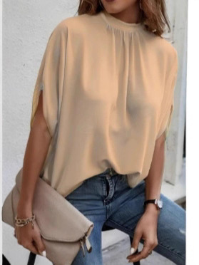 T-shirt de manga curta para mulher em malha