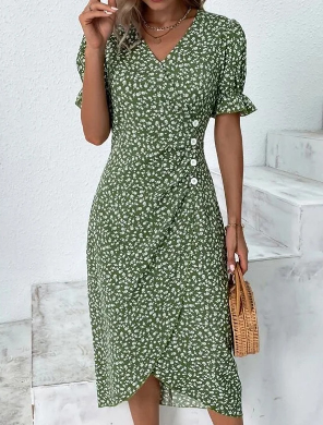 Vestido de Algodão, Tamanho L, Cor Preta