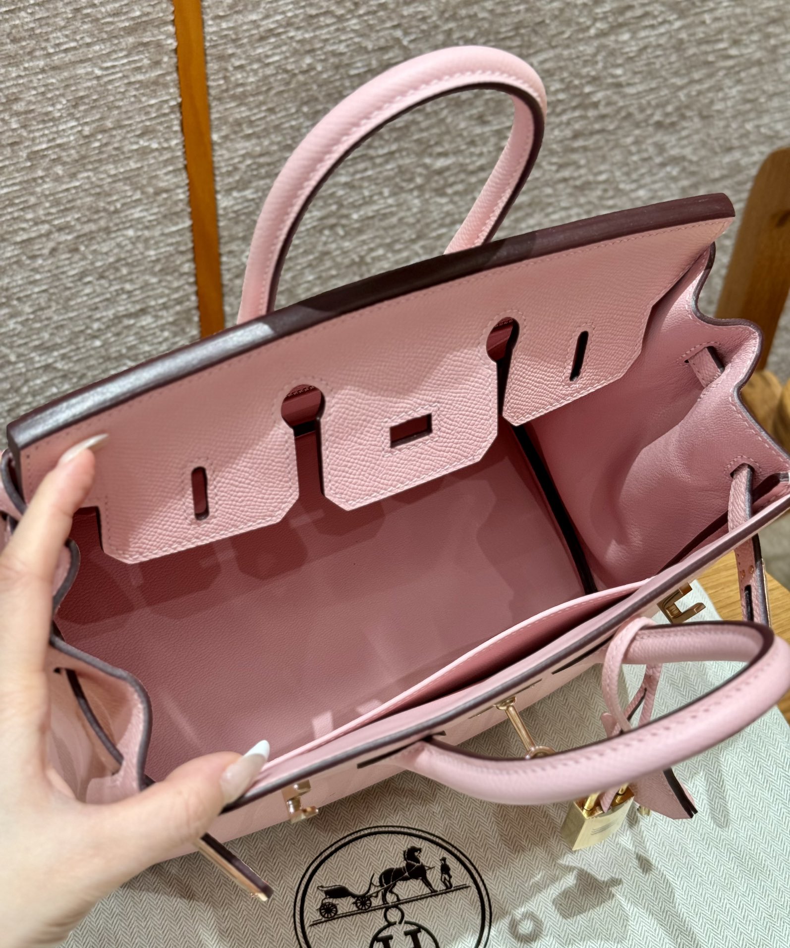 Hermès Birkin 25 3Q Rose Sakura Epsom Retourne