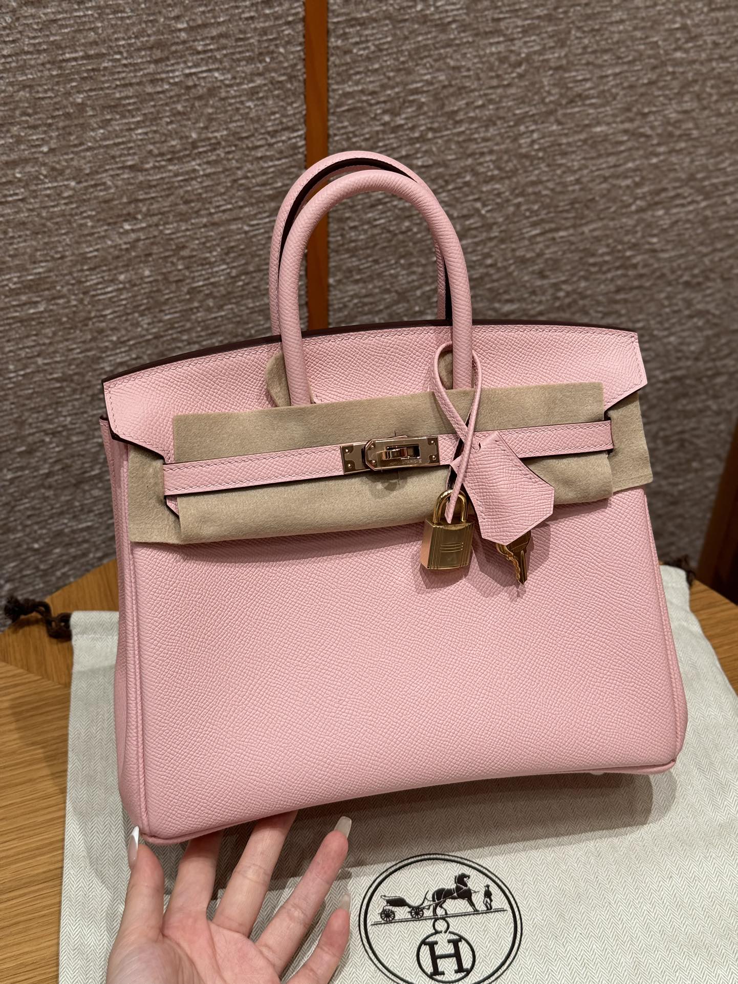 Hermès Birkin 25 3Q Rose Sakura Epsom Retourne
