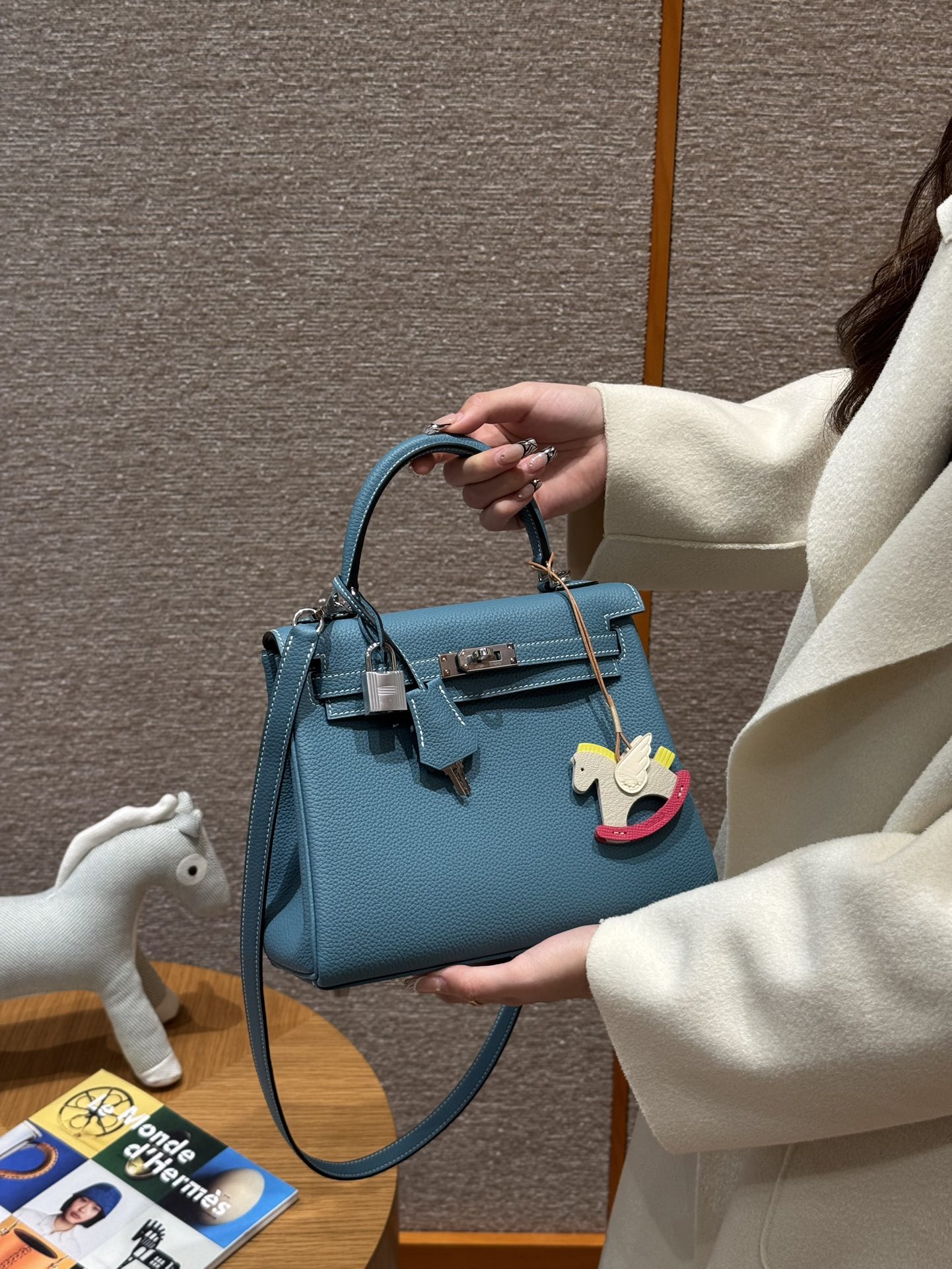 Hermès  Kelly 25 Blue Jean Togo