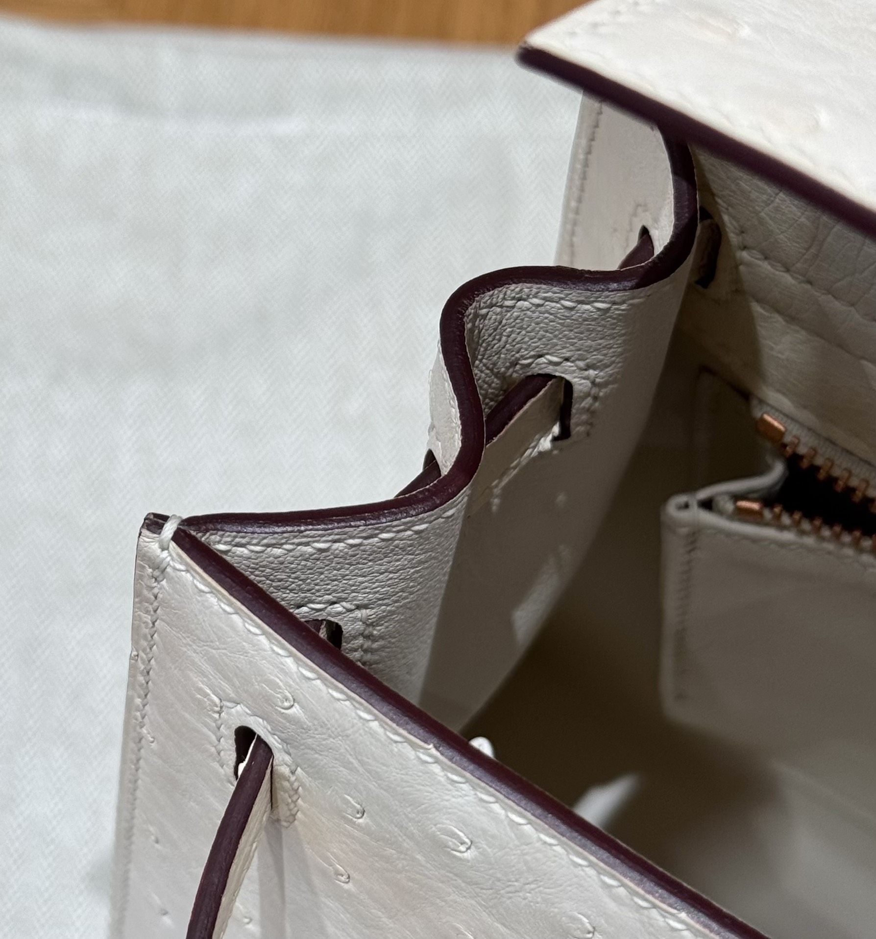 Hermès  Kelly 25 Beton  KK ostrich imported