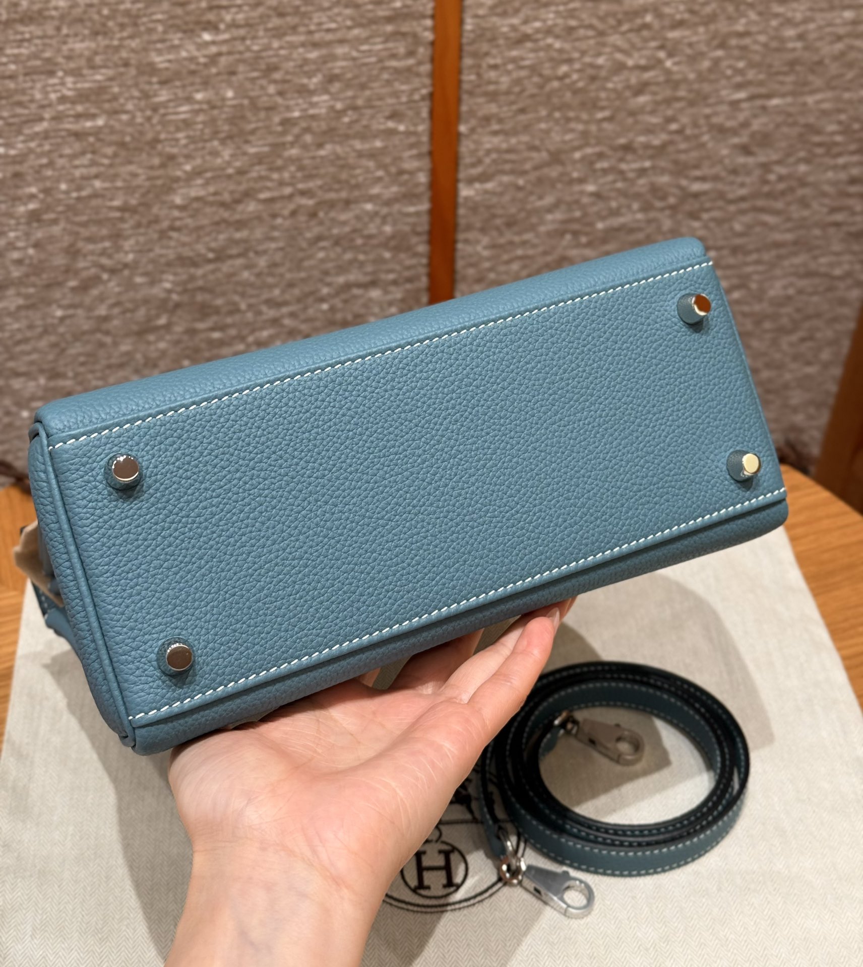 Hermès  Kelly 25 Blue Jean Togo