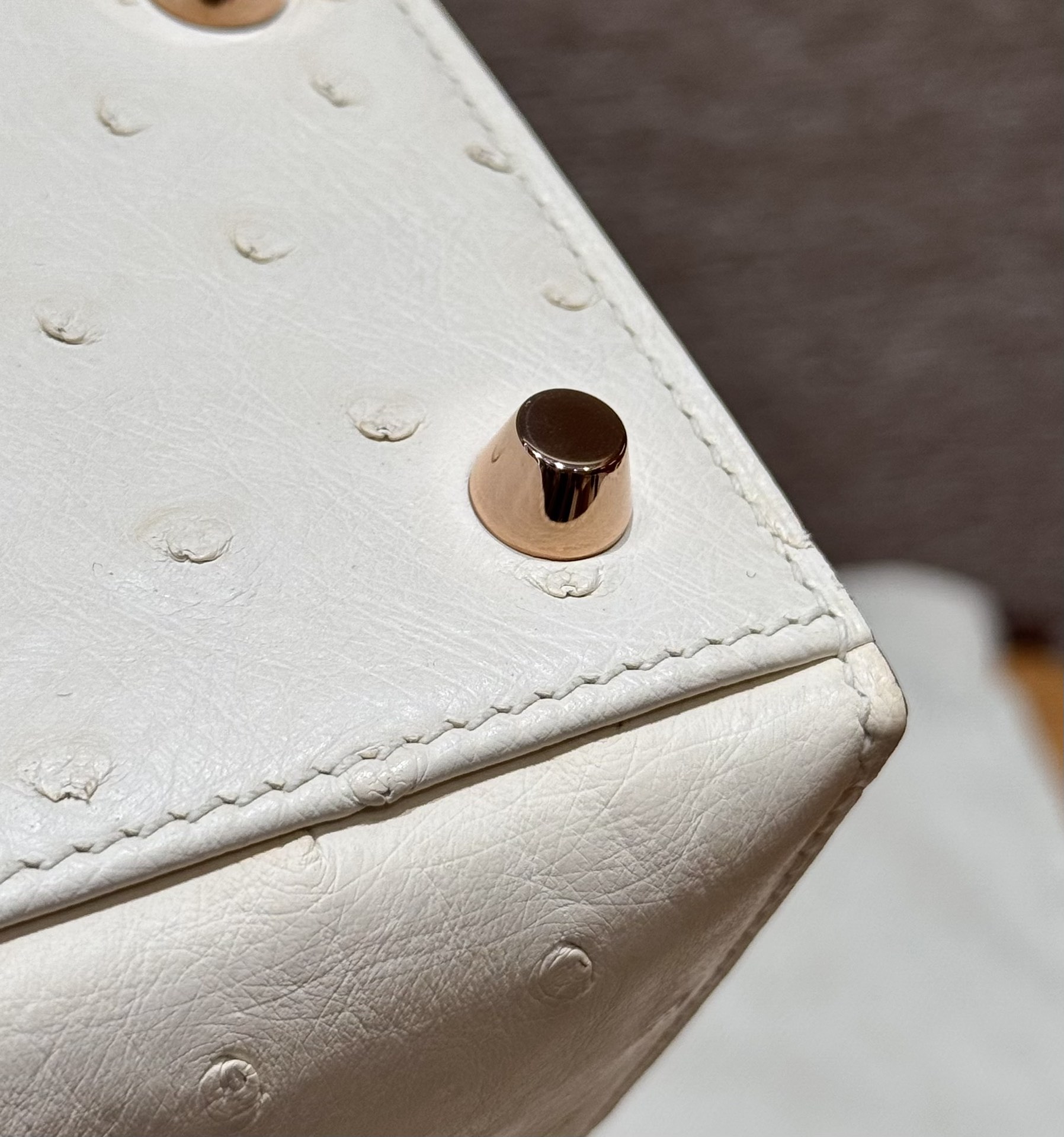 Hermès  Kelly 25 Beton  KK ostrich imported