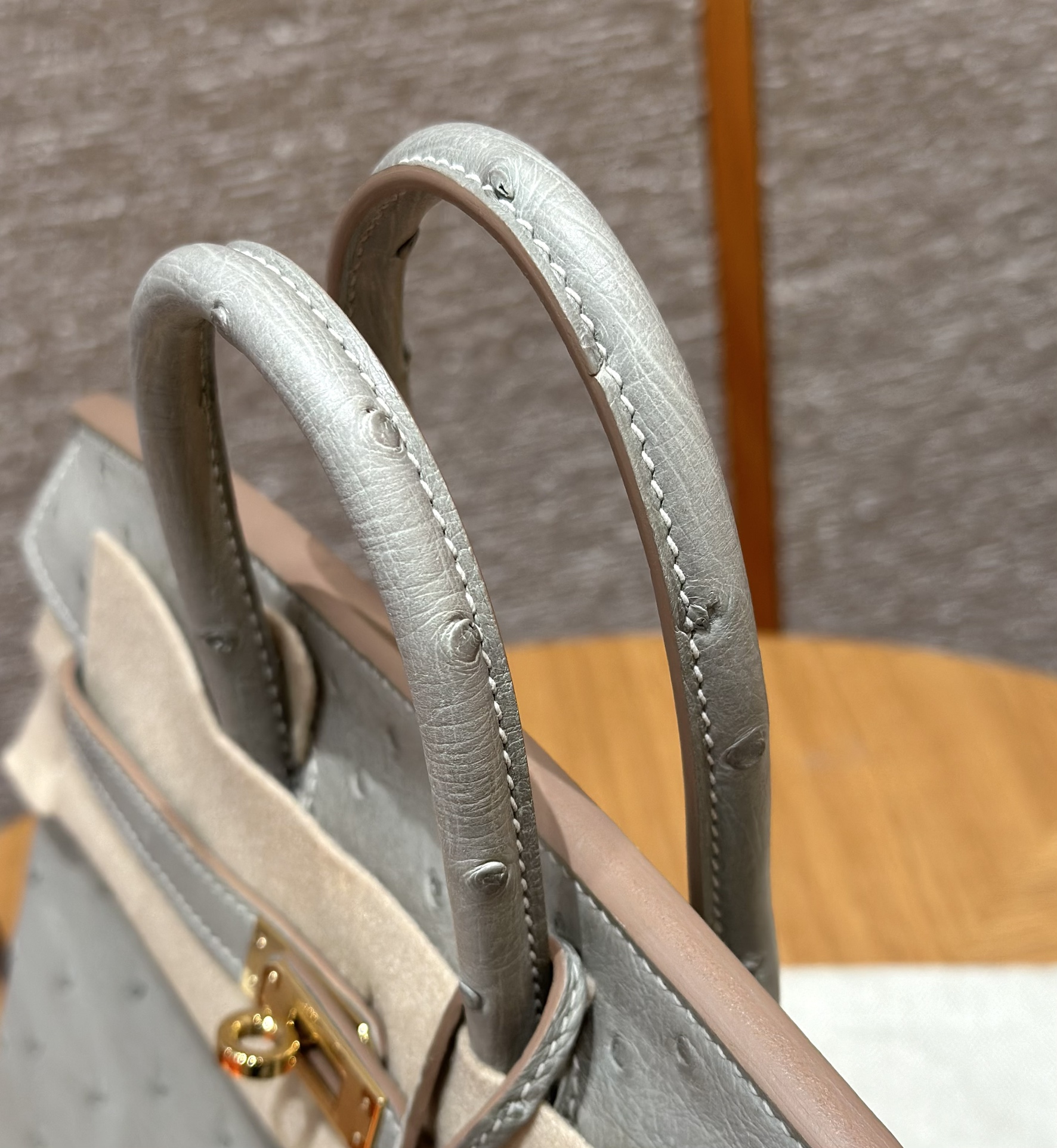 Hermès Birkin 25 Girs Perle  KK ostrich imported