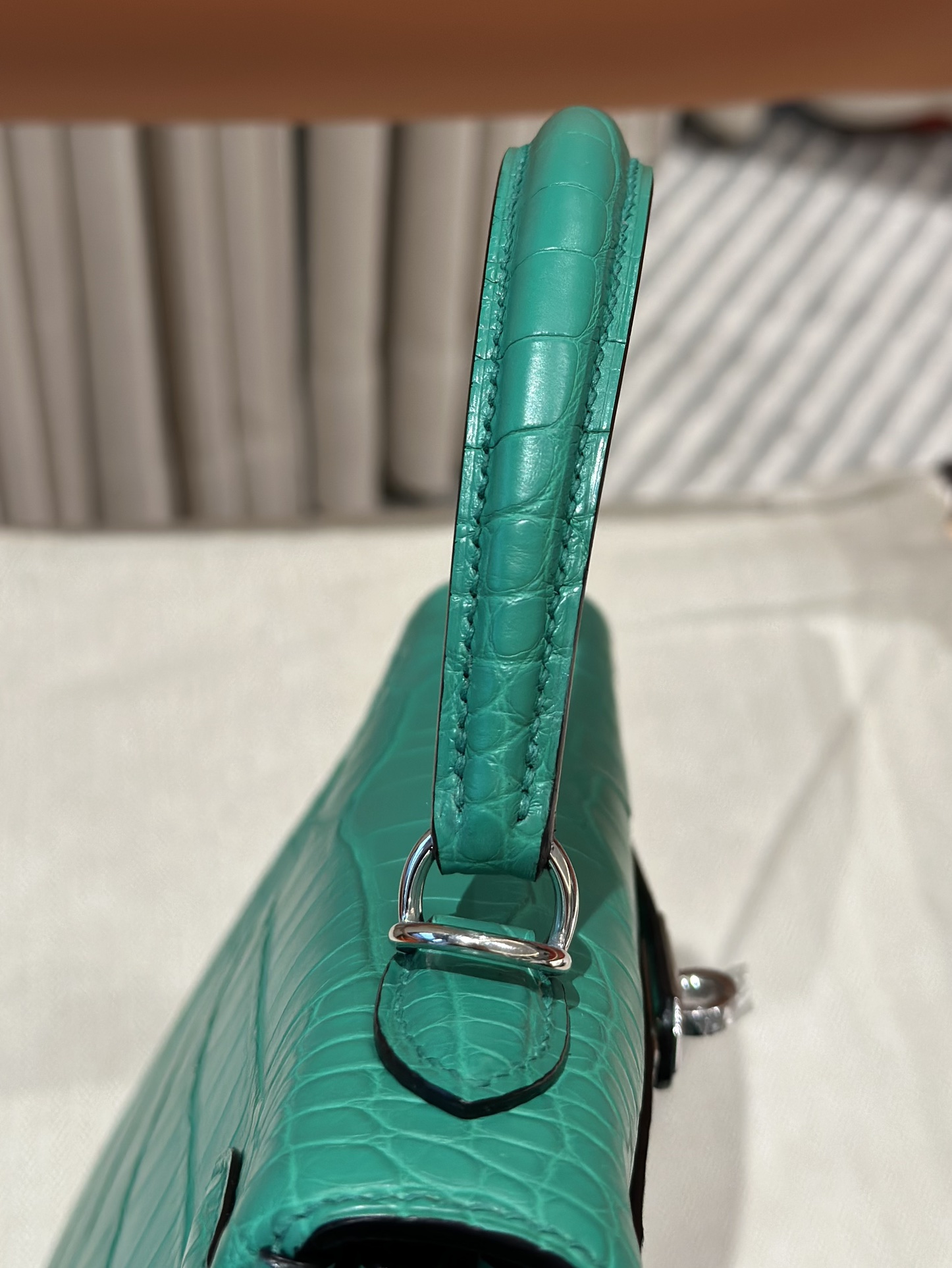 Hermès  Kelly 25 Vert comics  frosted crocodile skin